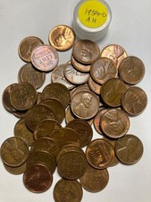 1954-D LINCOLN WHEAT CENT PENNY ROLL,50 VERY NICE COINS AU or better condition picture