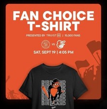Baltimore Orioles Angry Bird Fan’s Choice T-Shirt SGA 9/19/26 - Size XL In Hand picture