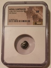 Ancient Greek Mysia - Lampsacus c 4th-3rd Centuries BC AR Diobol VF NGC picture