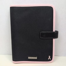 Day Runner Breast Cancer Awareness Planner Organizer Pink Black Zipper Binder picture