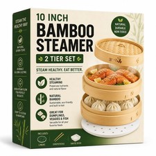 54-Piece Bamboo Steamer Basket Set, 10 Inch for Delicious, 10 Inch, picture