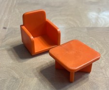 Vintage 70s Playskool Holiday Inn Playset Orange Chair Small Table picture