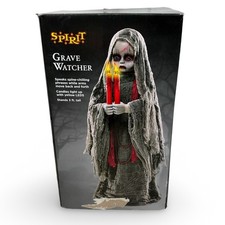 Spirit Halloween Grave Watcher 3ft Animated Prop Gray Red LED Light Up Sound picture