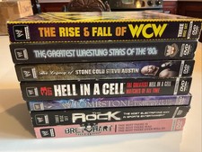 LOT OF 7 Wrestling DVDs 21 Discs—WCW HELL IN A CELL GREATEST OF 80s AUSTIN ROCK+ picture