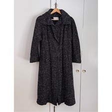 Vintage Pauline Trigère Wool Black White Padded  shoulder oversized Long Coat . picture
