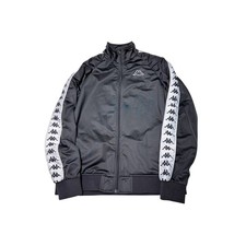 Kappa Banda Anniston Track Jacket Black White Logo Tape Mens Large 11448 picture