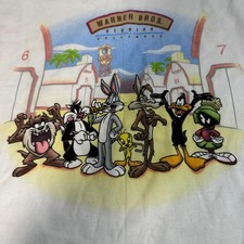 Vintage Warner Bros Studio Store Looney Tunes T-Shirt White M/L NWT 90s picture