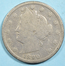 1890 Liberty Head V Nickel ~ G/VG VERY GOOD ~ US Coin picture