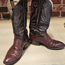 Vintage Hondo 9040 Sharkskin Men’s Western Cowboy Boots Brwn Exotic Leather  9EE picture