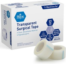 Transparent Surgical Tape,1 in x 10 yd,Hypoallergenic,12-Pack picture