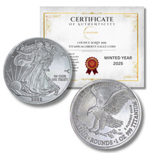2025 American Eagle Liberty Walking Coin TROY OUNCE OZ .999 Pure TITANIUM Round picture