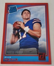 JOSH ALLEN (RC) 2018 Donruss Rated Rookie PRESS PROOF RED BUFFALO BILLS #304🔥 picture