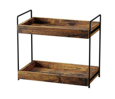 Organizador de madera de 2 niveles para encimera de baño y estante para especias picture