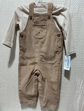 carters child of mine baby boys 2 piece LS cordaroy overall pant set ast sz picture