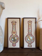 Vtg 70s Bucilla Crewel Floral Embroidery Thermometer Hygrometer Cottagecore Boho picture