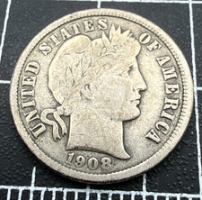 1908-D Barber Dime 10c - 90% Silver - Full LIBERTY picture