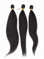 Brazilian Kinky Straight Hair Extensions 3 Bundles Yaki Human Hair 66g Remy Weft picture