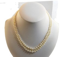 Vintage Saltwater Akoya Cultured Pearl Graduated Necklace 14K White Gold 16” picture