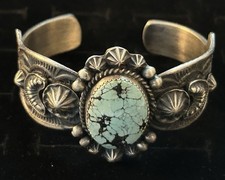 Kevin Billah Signed Navajo Handmade Sterling and Golden Hills Cuff Bracelet picture