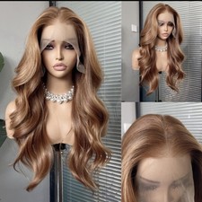 13x6 Lace Front Wig Auburn with Light Blonde Streaks Heat Safe picture