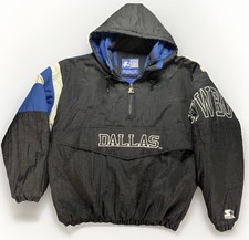 VTG Starter Dallas Cowboys Jacket 1/2 Zip Hood Mens XL Anorak Pullover Parka 90s picture