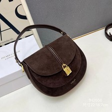 DeMellier The Siena Suede Leather Saddle Bag Brown Crossbody Handbag 💕 picture