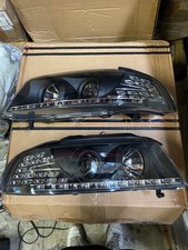 96-01 AUDI A4/A4 QUATTRO BLACK HOUSING AMBER SIGNAL PROJECTOR HEADLIGHTS WITH picture