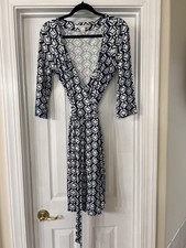 Diane von Furstenberg DVF New Julian Two Wrap Dress Size 10 Navy White picture