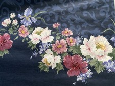 Rare Vintage 9.5 Yards Daisy Kingdom #5106 Blue Fabric 1993 Poppy Damask Border picture