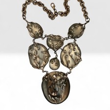RARE Alexis Bittar Copper/Taupe Plated Ivy Branch Lucite Statement Necklace  picture