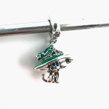 NEW Glow-in-the Dark Cat Witch Hat Charm for European Bracelet picture