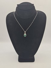 Vintage Malachite Pendant With A Modern Unique Twisted Link Chain 925 Silver. picture