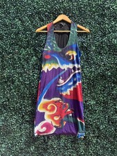 Vintage 1990s Vivienne Tam Dragon Print Mesh Midi Dress Size 1 picture