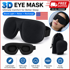 3D Travel Silk Eye Mask Sleeping Soft Padded Shade Cover Rest Relax Blindfold picture