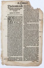 1549 Matthew's Bible Leaf 2 Samuel Title 2 Kings John Day Becke STC 2077 picture