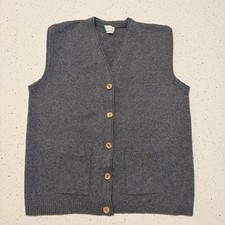 Sears JR Bazaar Wool Vest 40 M/L Sweater Wood Button Fisherman Pockets Vintage picture
