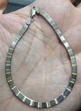 Vintage VIOR Italy 925 Sterling Silver Two Tone Herringbone Bracelet 8