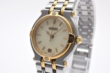 Vintage [Exc+5] GUCCI 9000L 25mm Ivory Dial Two-Tone Date Quartz Women's Watch picture