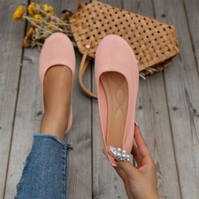 Women's Ballet Flat Dressy Casual Knit Shoes Slip On Round Toe Women Mesh Flats picture