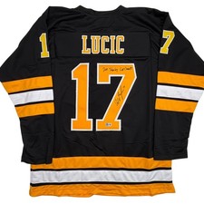 Autographed/Signed Milan Lucic Boston Black Hockey Jersey Beckett BAS COA picture