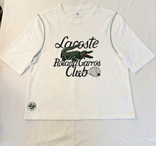Lacoste Men's 42 White Crew Neck Short Sleeve Jersey Roland Garros Graphic Tee picture