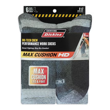 Dickies Men's Max Cushion Crew Socks 6 Pack Charcoal Size 6-12 Work Athletic picture