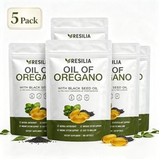 1-5Pack Resilia Oil of Oregano 6000mg with Black Seed Oil Softgels – 60 Capsules picture