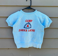 True Vintage 1950s Camp Fire Girls Camp Zanika Lache Blue Short Sleeve Sweater picture