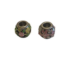 BRIGHTON Enamel Flower Barrel Charms - Set of 2  picture
