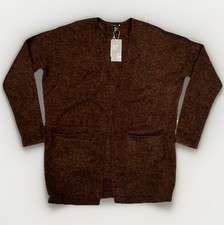 H&M Mohair Merino Maxi Open Relaxed Fit Cardigan Pockets Womens M Brown New picture