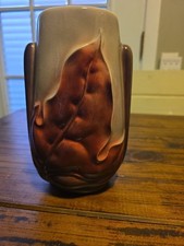 Vintage MCM Royal Copley Harmony Lane Burgundy Oak Leaf Pottery Vase Planter picture