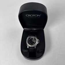 Croton Men's Swiss Automatic Sapphire Day Date Ostrich Watch Box Unworn picture