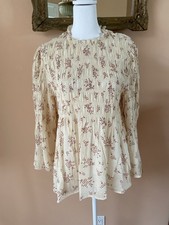 ADIVA Floral Rayon Poly Stretch Crinkly  Angel Wing Sleeve Pullover Top Lg picture