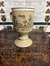 Las Vegas Nevada Casino Souvenir Pedestal Mug Aladdin Dunes Flamingo Vintage picture